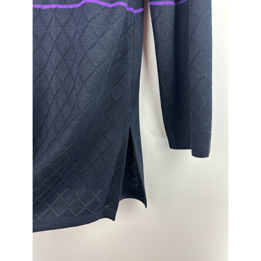 Misook Striped Diamond Knit Cardigan Jacket Large Button Up Exclusively Misook - Picture 11 of 15
